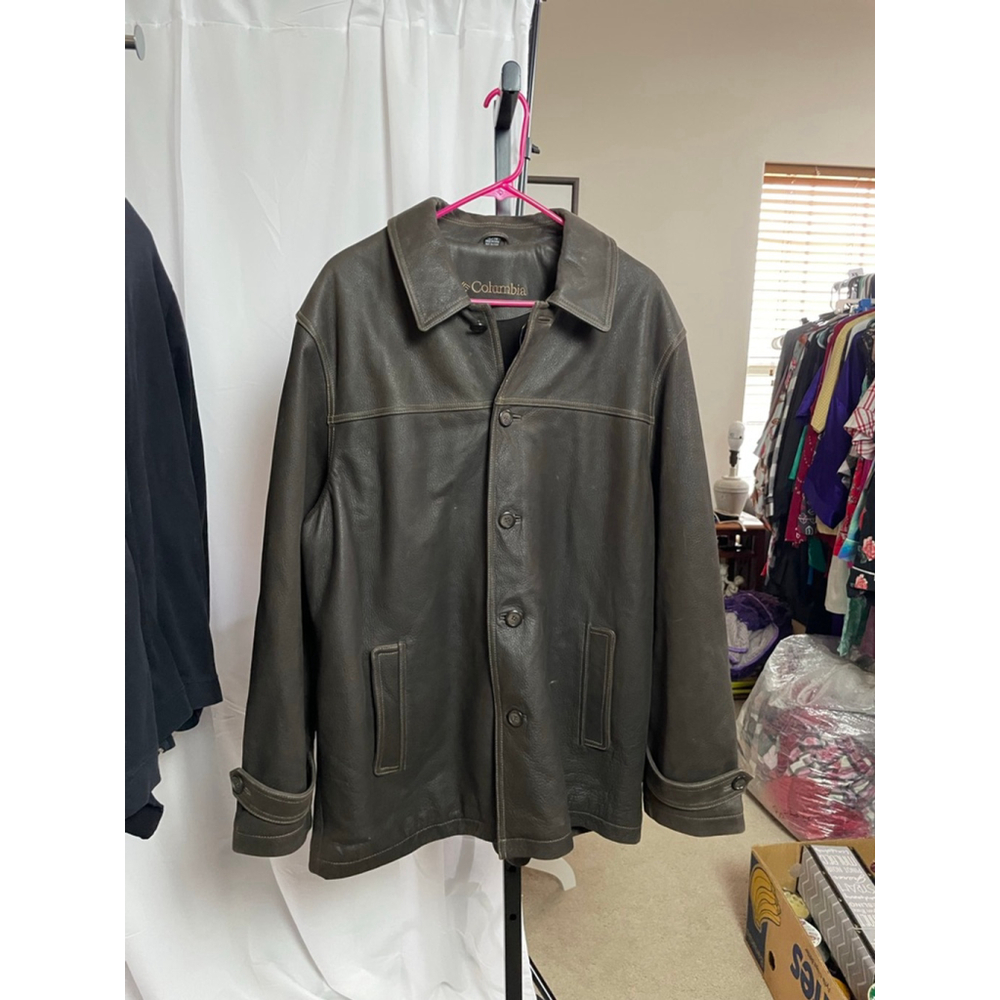 Men's Columbia Brown Leather Jacket XL